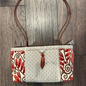 Vintage handbag Tapestry design with bead tassel